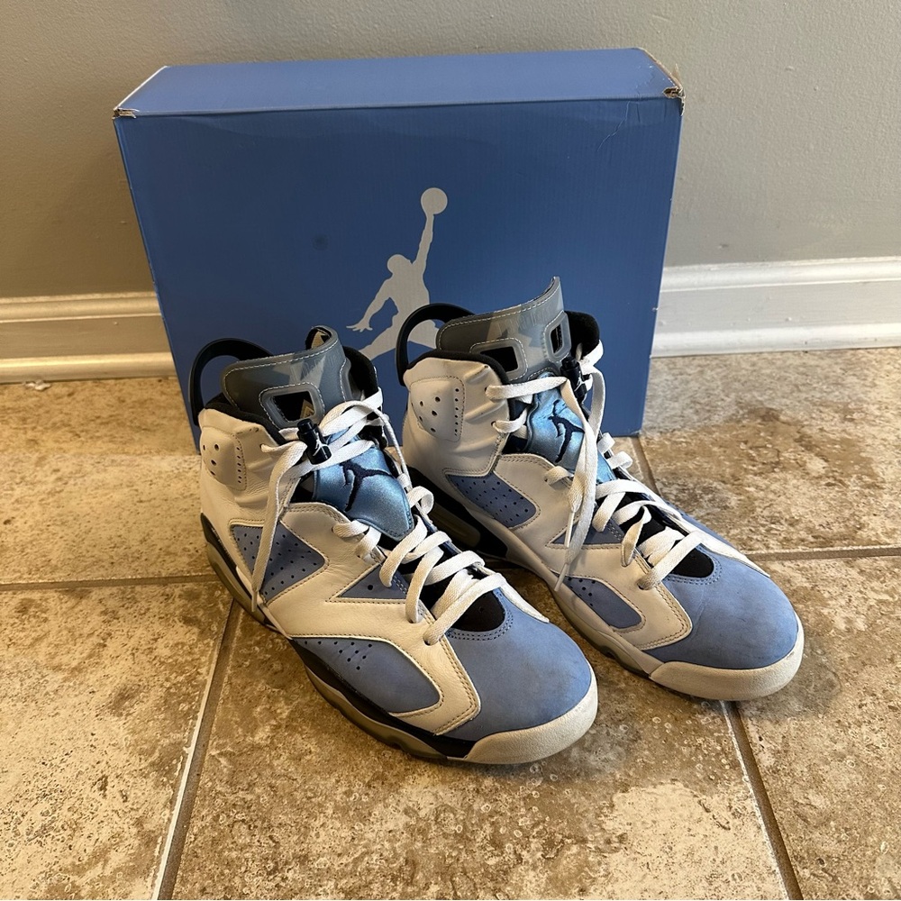 Air Jordan 6 Men’s Retro UNC White Sneakers - Size 12
